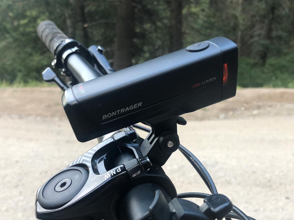 Bontrager light mounted to PNW Components stem with accessory mount