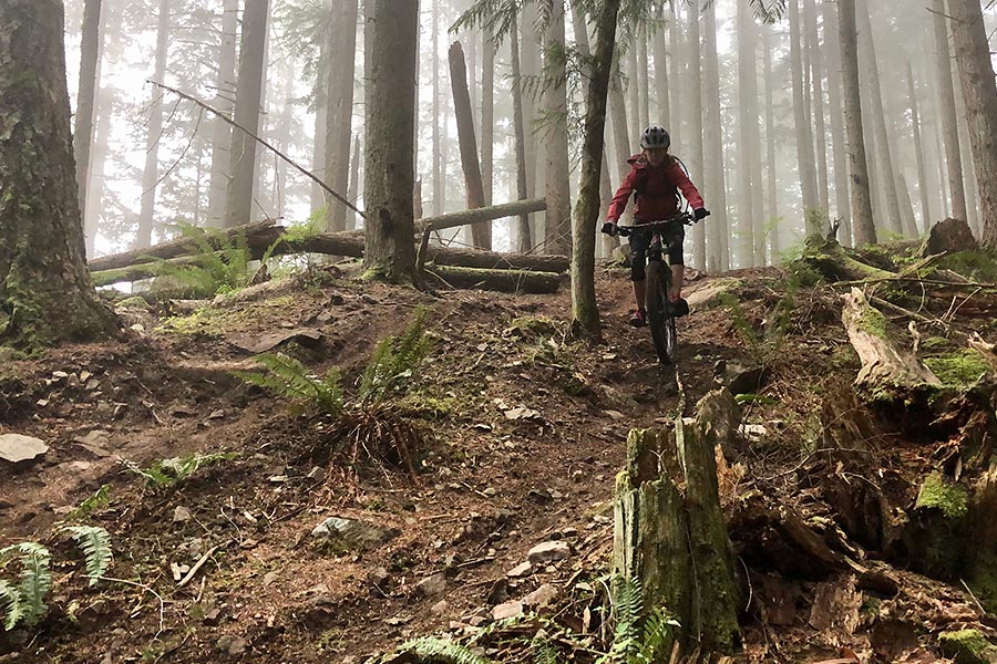 Mom rides Brown Pow - a Bellingham fave