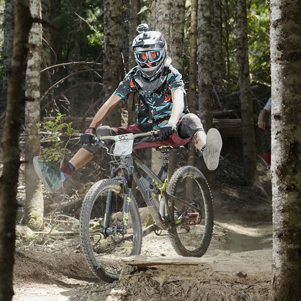 Giro Disciple full face helmet paired with a neck brace