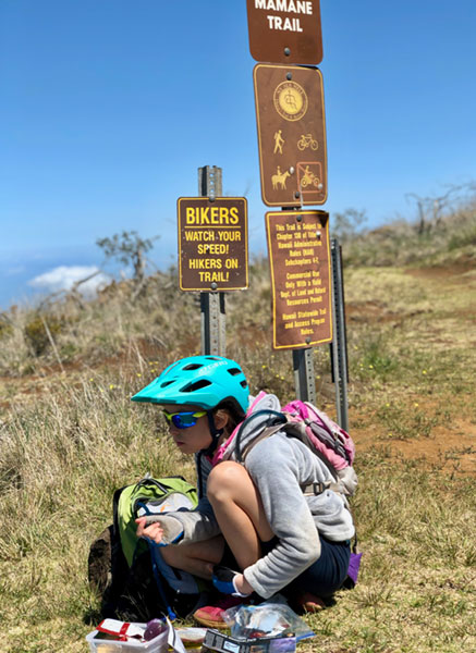 Taking a break while mountain biking in Maui