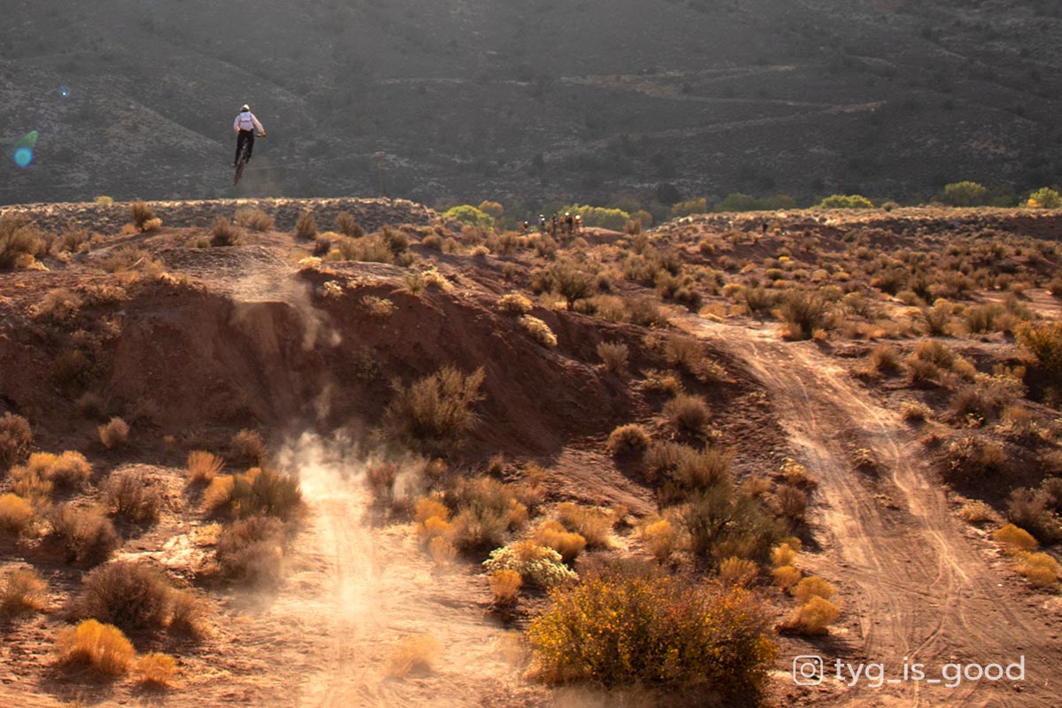 Jumping at the old Rampage site near Virgin, Utah