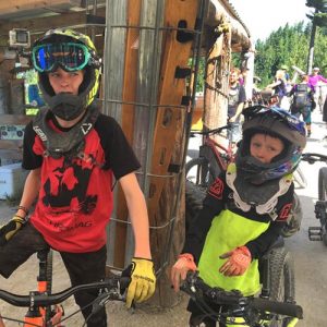 Kids wearing Leatt neck braces Mountain Biking With Kids