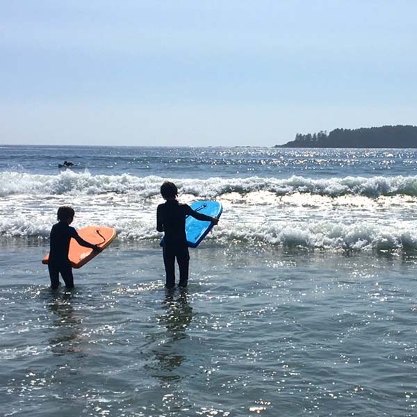 Boogie boarding at Tofino