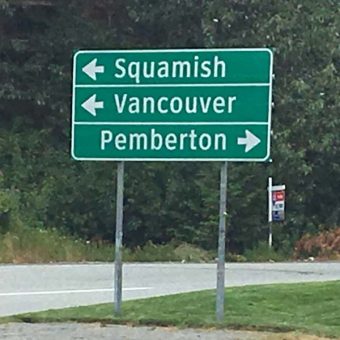 Squamish - Vancouver - Pemberton road sign