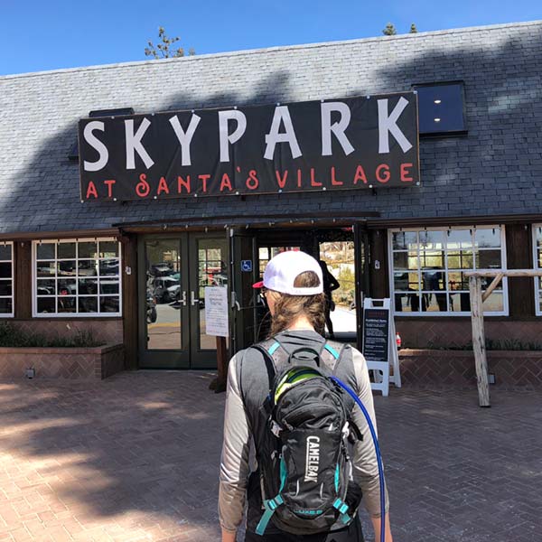 Mom entering SkyPark at Santa's Village