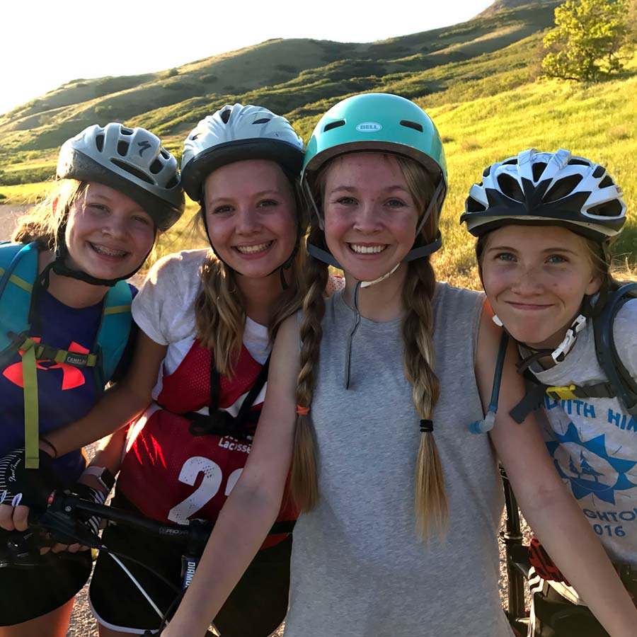 Ninth grade mountain biking girls.