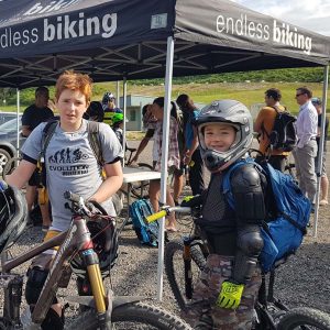 Brothers attend a mountain biking event