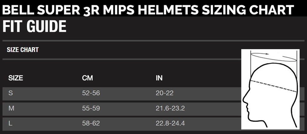 Bell Super 3r Mips Size Chart