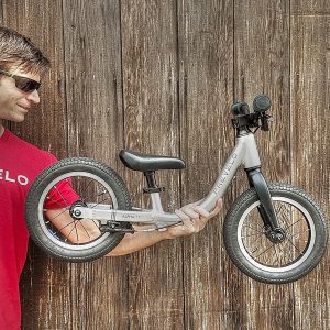 Jacob Rheuban and a Prevelo balance bike
