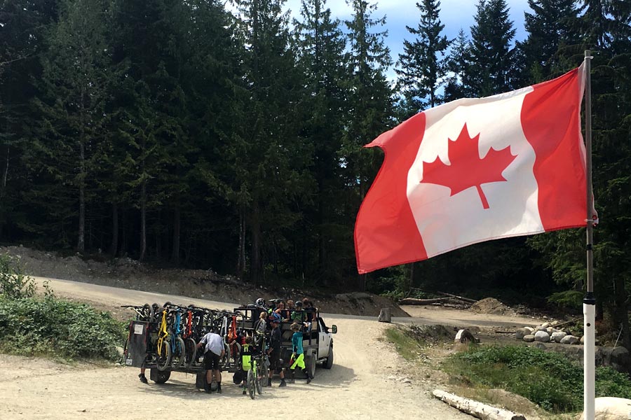 Canadian flag and shuttle at Coast Gravity Park