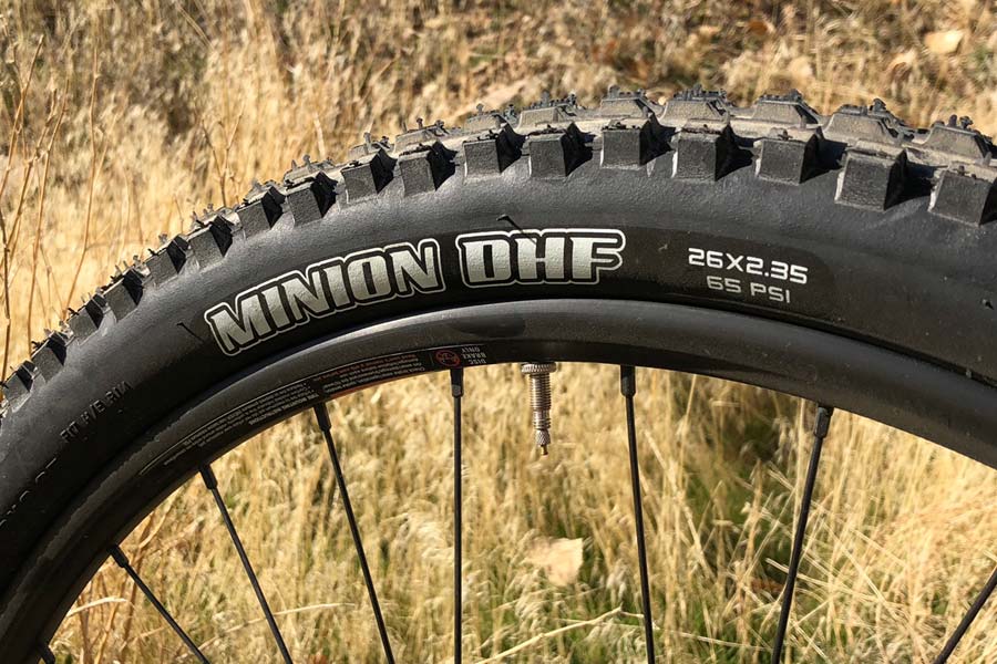 Maxxis Minion DHF tires on the Rocky Mountain Reaper