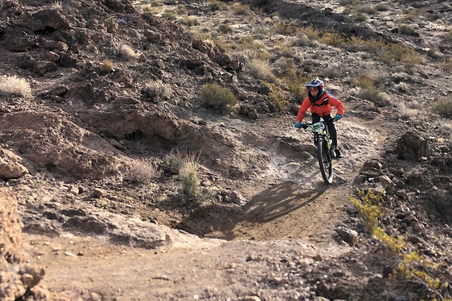 kid on full-suspension bike at Bootleg Canyon MTB Park