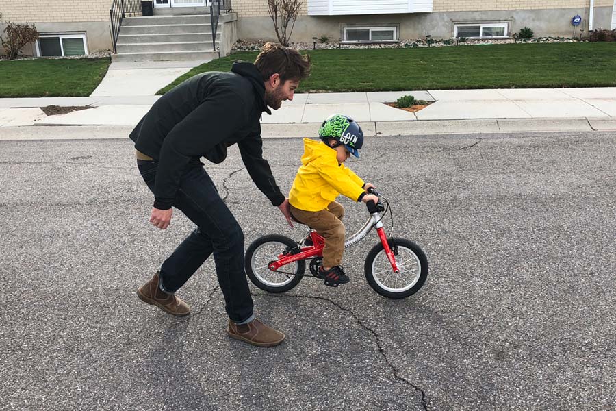 Almost the first time pedaling solo on the LittleBig Bike