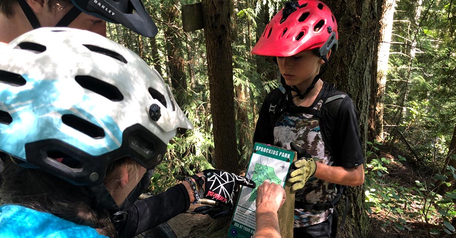 Sign post at Sprokids bike park