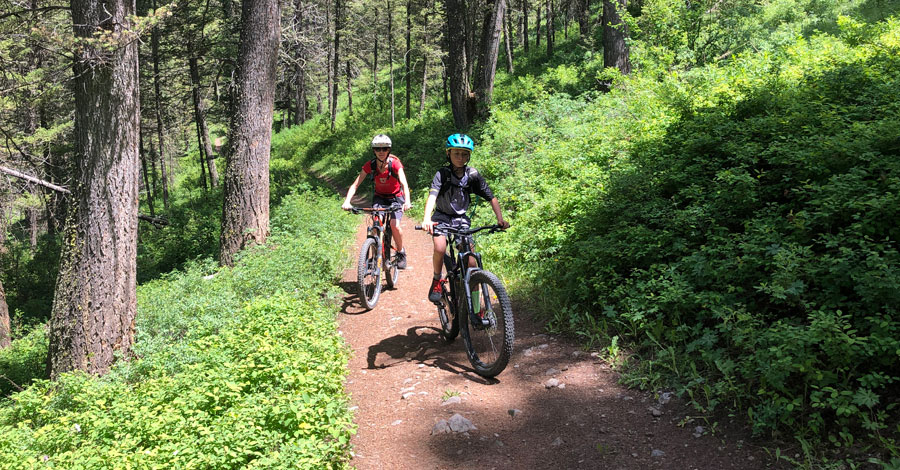 Family mountain bike ride - climbing Ferrin's trail in Jackson, WY