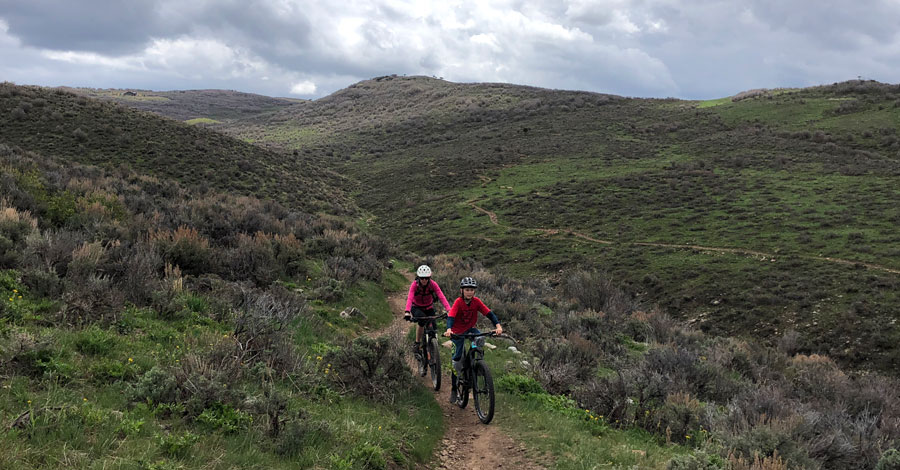 Doing the climb in the Bob's Basin area - Park City, Utah family mountain biking trails