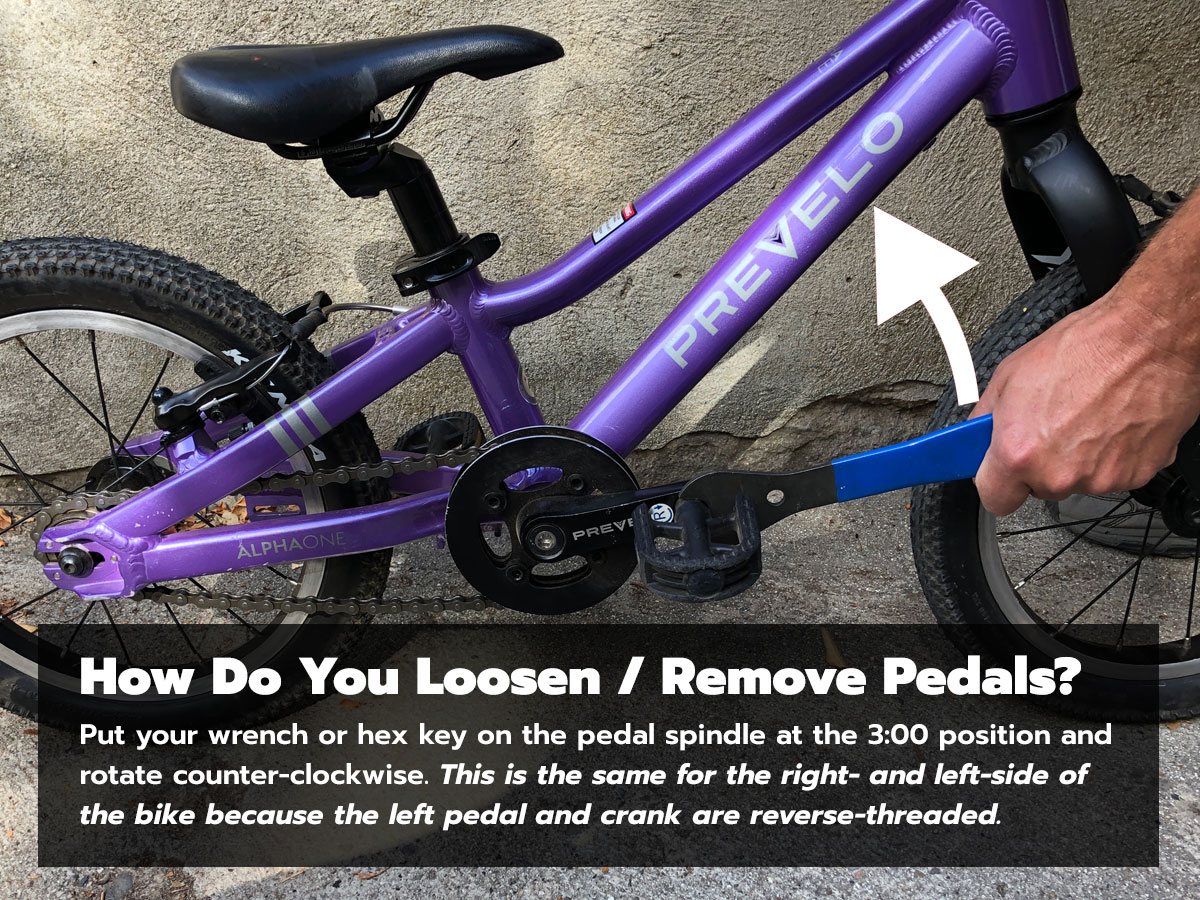 How to loosen and remove pedals on a kids mountain bike