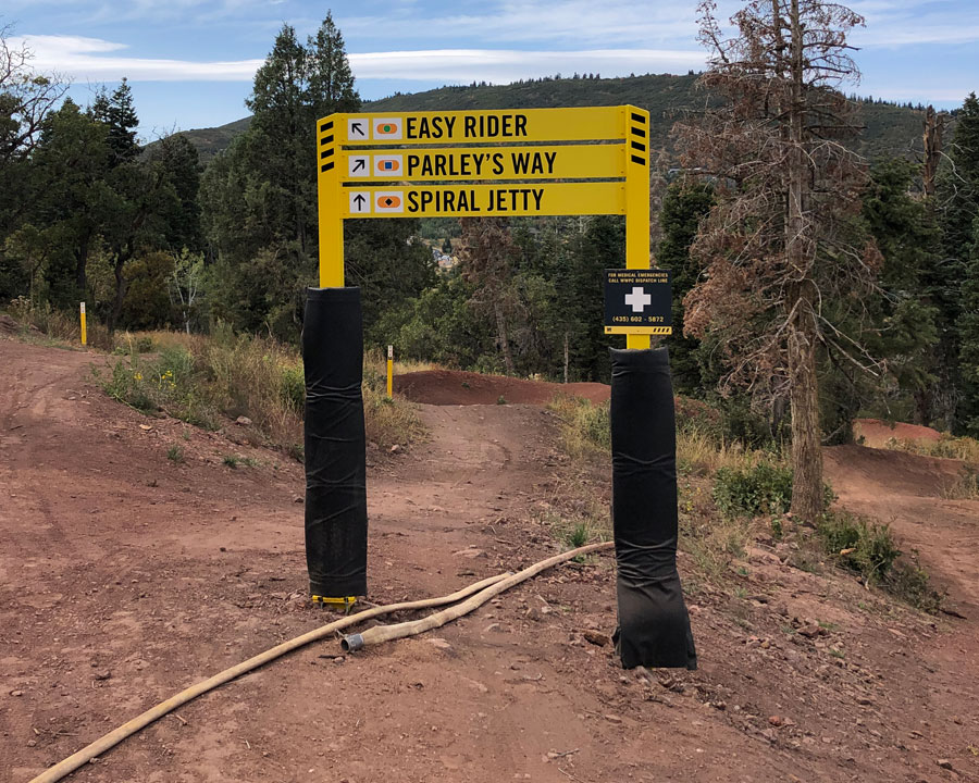 Mountain bike trail signage at Woodward Park City