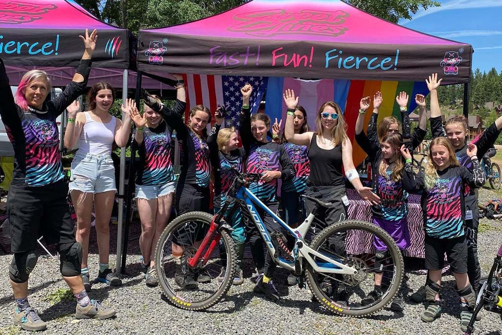 Kat and her coaches and riders a mtb event for girls